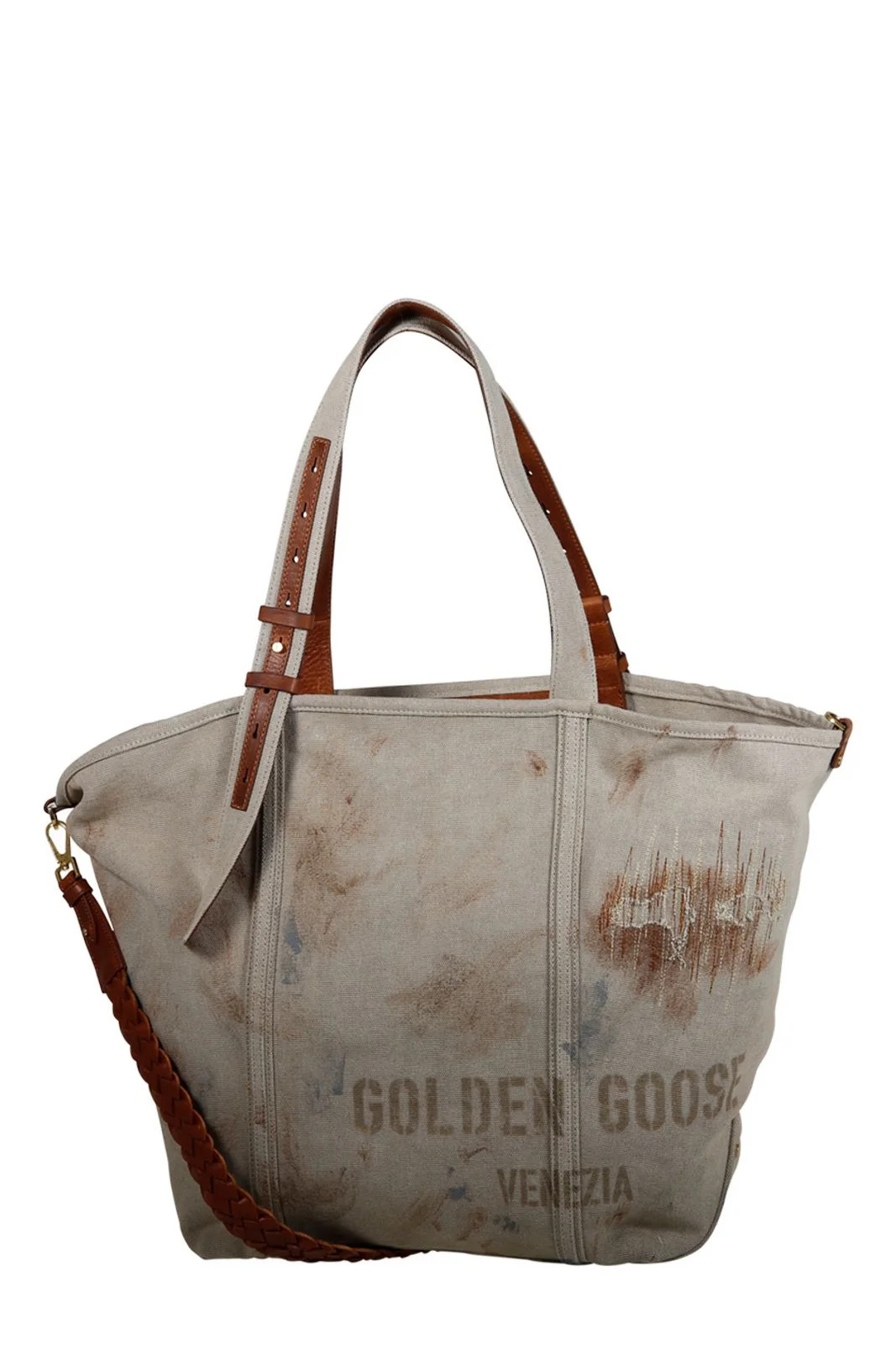 Golden Goose Deluxe Brand Logo Printed Distressed Tote Bag | Cettire Global