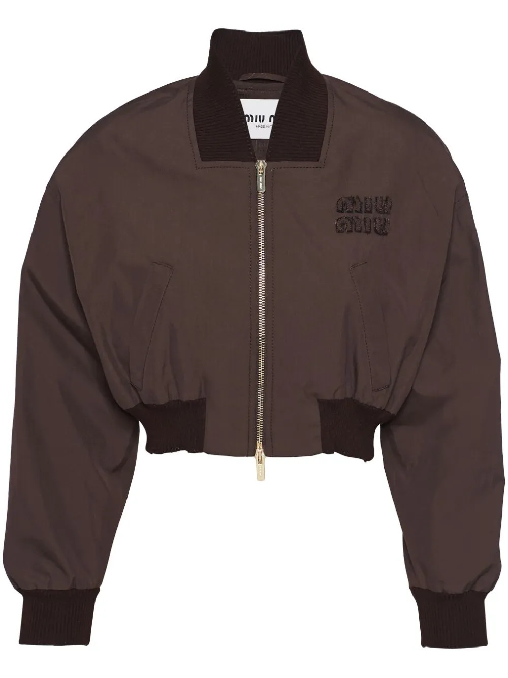Miu Miu Panama Cropped Bomber Jacket - Farfetch | Farfetch Global