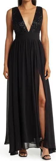 Daphne Sequin Top V-Plunge Maxi Dress | Nordstrom Rack