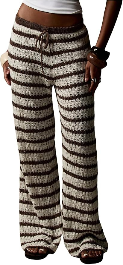 GORGLITTER Women's Flower Crochet Swimsuit Coverup Pants Summer Beach Vacation Low Waisted Knit S... | Amazon (US)