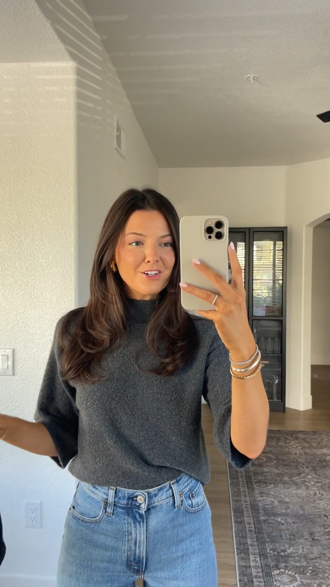 Wearing my true size 25 regular length in these jeans and XS in the top, I am 5’7”! The sweater is INCREDIBLY SOFT! 

#LTKMostLoved #LTKWatchNow #LTKStyleTip