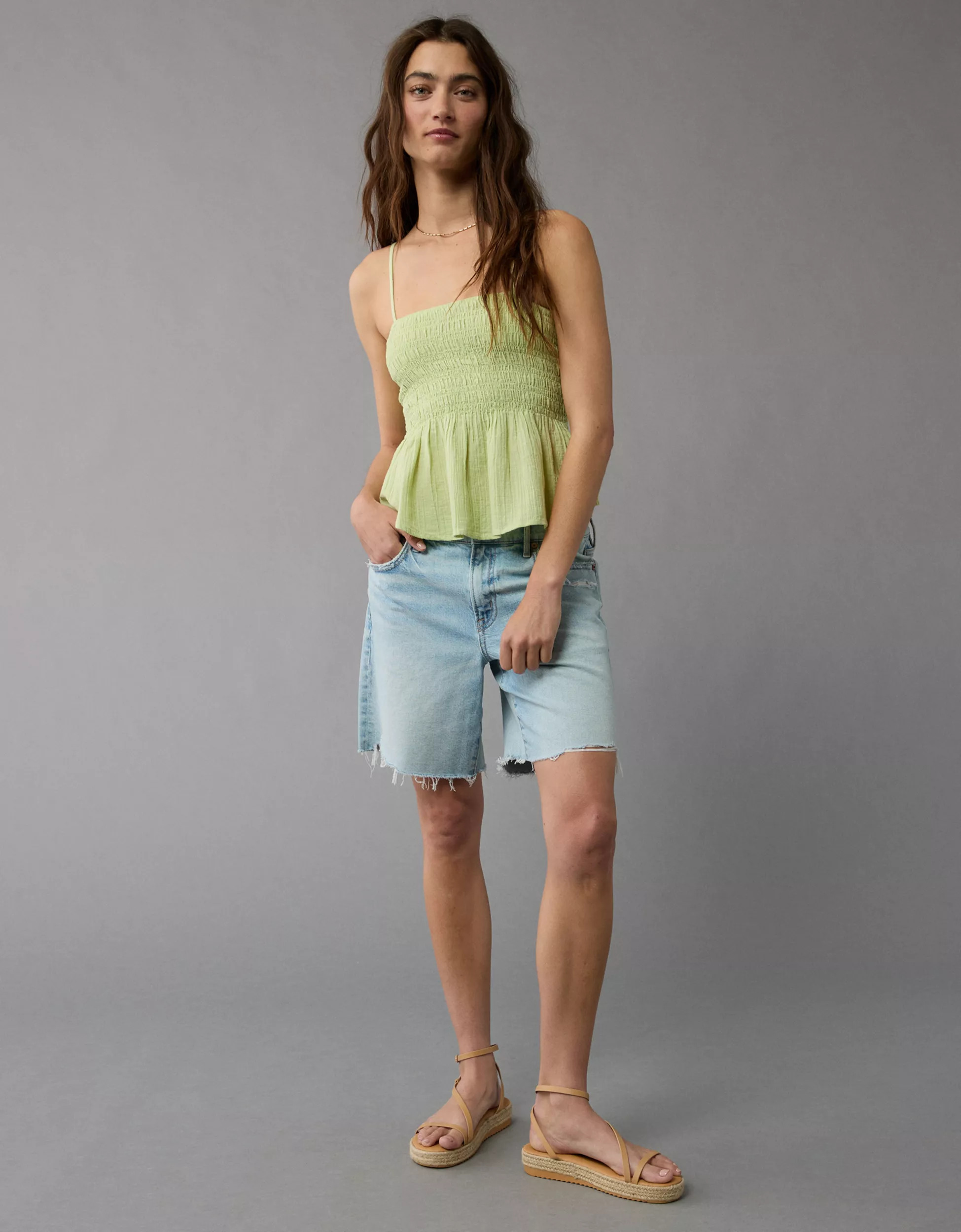 AE Smocked Babydoll Tank Top | American Eagle Outfitters (US & CA)