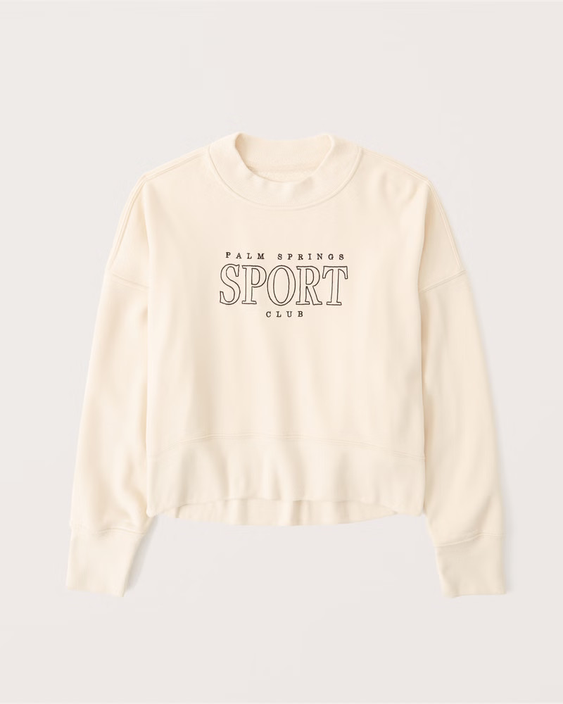 Women's 90s Sharkbite Cropped Graphic Crew Sweatshirt | Women's Tops | Abercrombie.com | Abercrombie & Fitch (US)