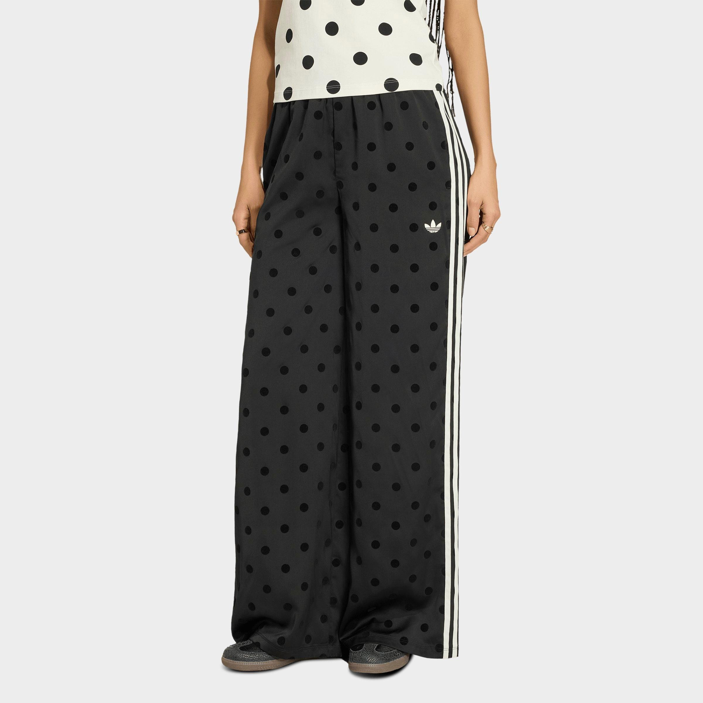 adidas Women's Originals Firebird Polka Dot Satin Wide-Leg Track Pants in Off White Size: XS | Finish Line (US)