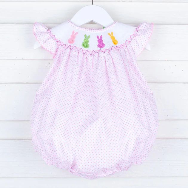 Peeps Smocked Bubble Candy Pink Polka Dot | Classic Whimsy