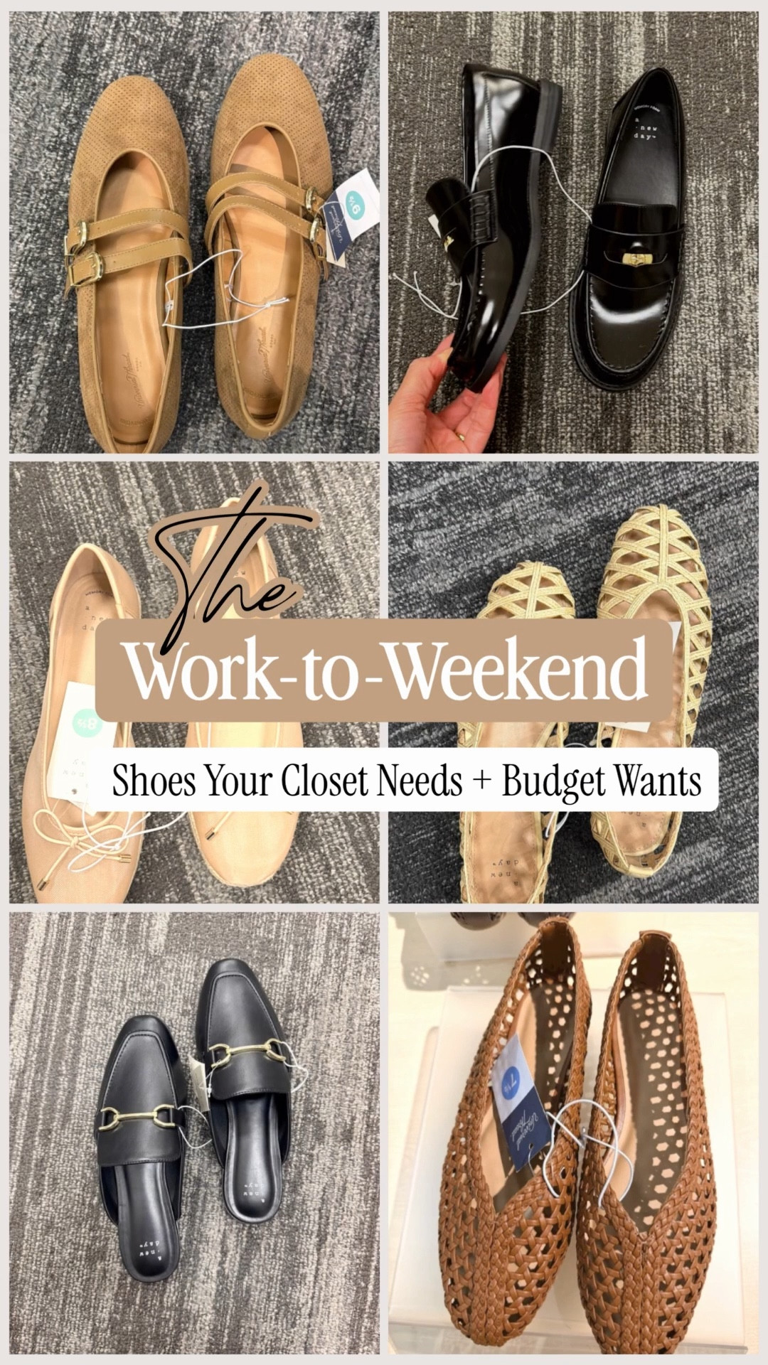 6 Budget-Friendly Work-to-Weekend Shoes

These are versatile, everyday pairs that elevate simple outfits without overcomplicating your wardrobe. Think: polished flats, clean sneakers, minimal sandals, and one strong statement option.

All under (insert price range).

Perfect for:
• School drop-off
• Casual office days
• Lunch meetings
• Weekend errands
• Travel capsule packing

Affordable, wearable, and styled to mix easily with what you already own.