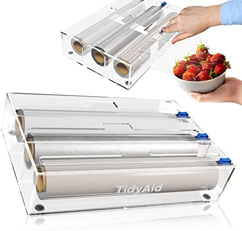 Amazon.com: TidyAid 3 in 1 Acrylic Foil and Plastic Wrap Organizer with Labels - Wax, Parchment a... | Amazon (US)