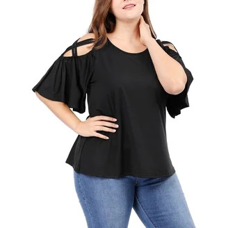 Scenario Women's and Women's Plus Waffle Knit Button Top with Long Sleeves, Sizes XS-4X | Walmart (US)