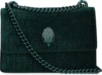 small shoreditch croc embossed velvet crossbody bag kurt geiger london