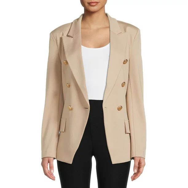 Attitude Unknown Women's Metallic Button Blazer | Walmart (US)