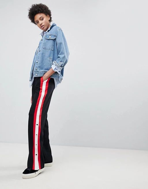 Stradivarius Side Stripe Popper Pants | ASOS US