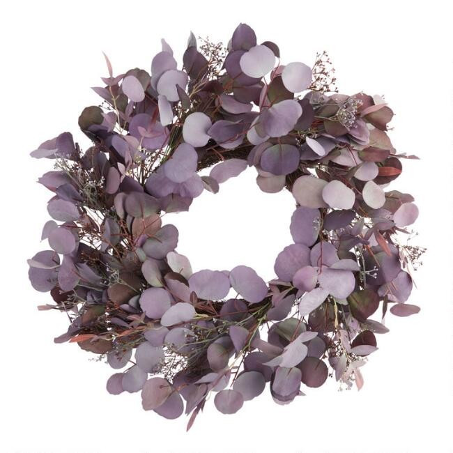 Purple Faux Eucalyptus Leaves and Buds Wreath | World Market