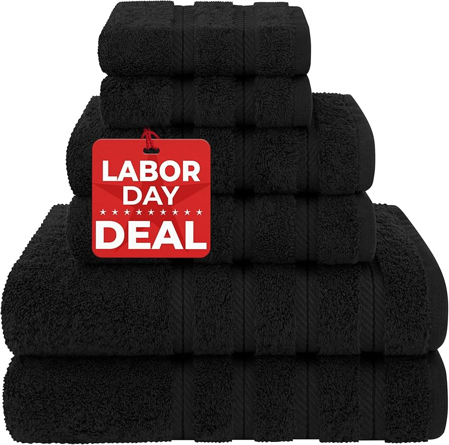 American Soft Linen Luxury 6 Piece Towel Set, 2 Bath Towels 2 Hand Towels 2 Washcloths, 100% Cott... | Amazon (US)