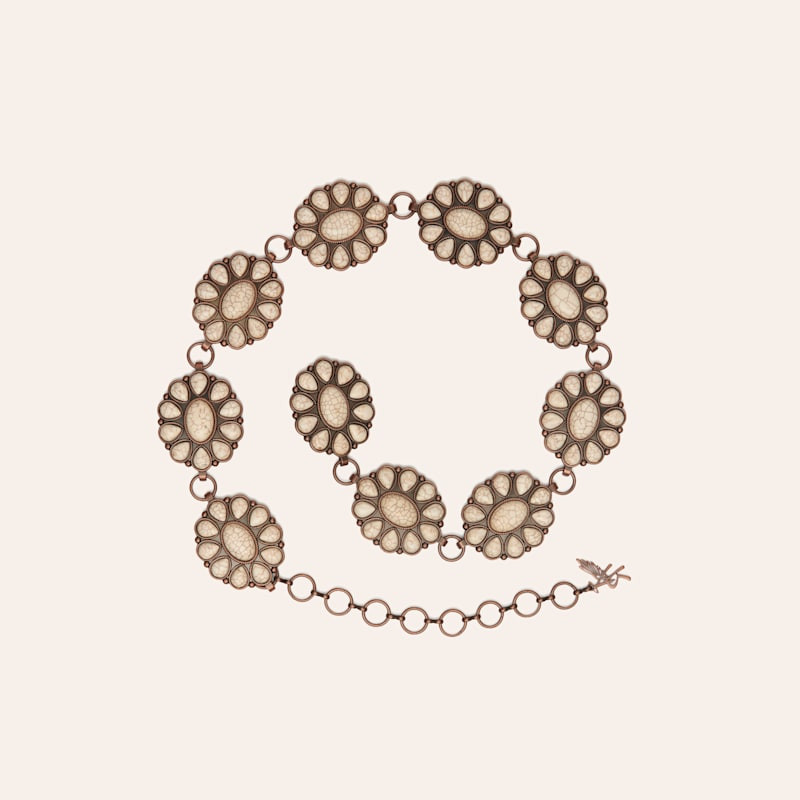 Angel Ranch Women's Copper & Cream Stone Flower Concho Belt | Cavender's