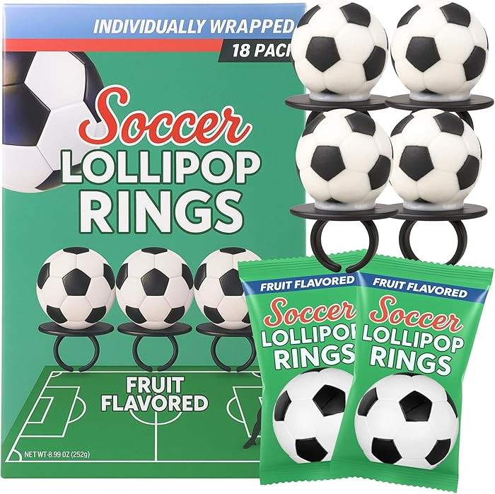 Lil' League Lil League Soccer Ball Lollipop Rings, Individually Wrapped Candy for Birthday Party ... | Amazon (US)