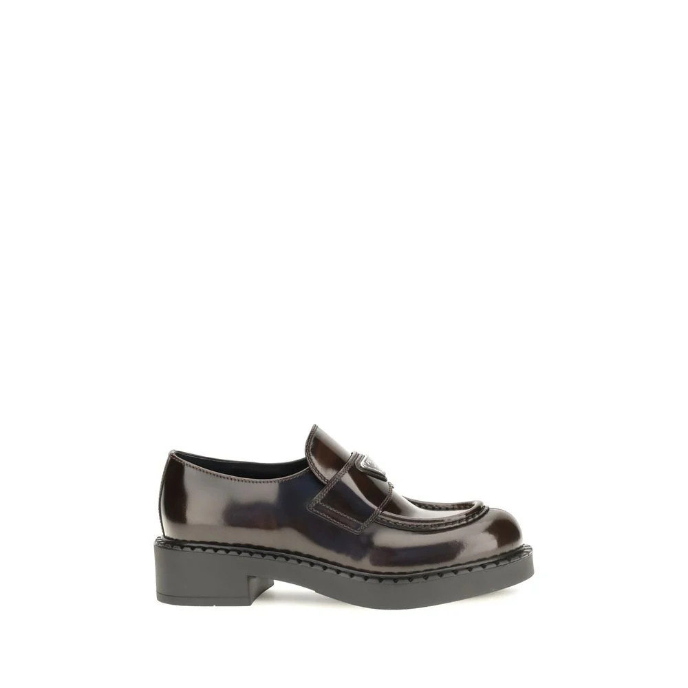 Prada Polished Calf Leather Loafer — Brown - EU36/US6 | Italist Inc.