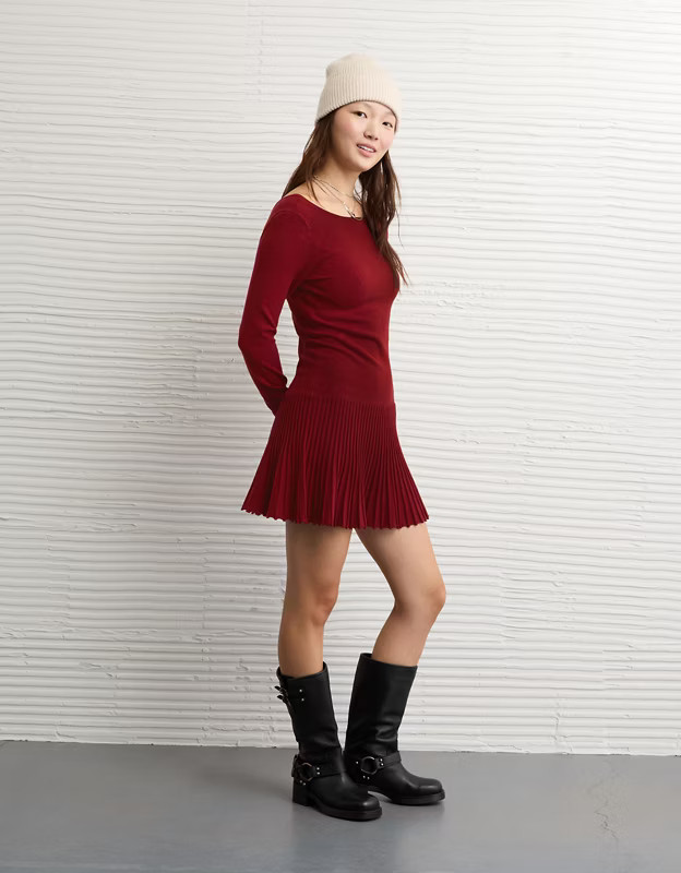 AE Drop Waist Sweater Mini Dress | American Eagle Outfitters (US & CA)