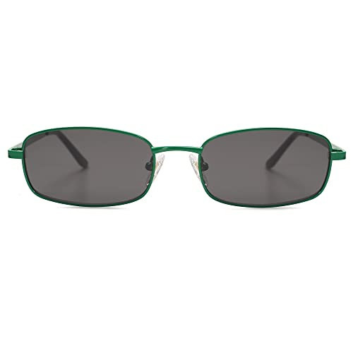 SOJOS Small Y2k Narrow Rectangle Sunglasses Womens Mens Retro 80s 90s Skinny Sunnies SJ1187, Green/Grey | Amazon (US)