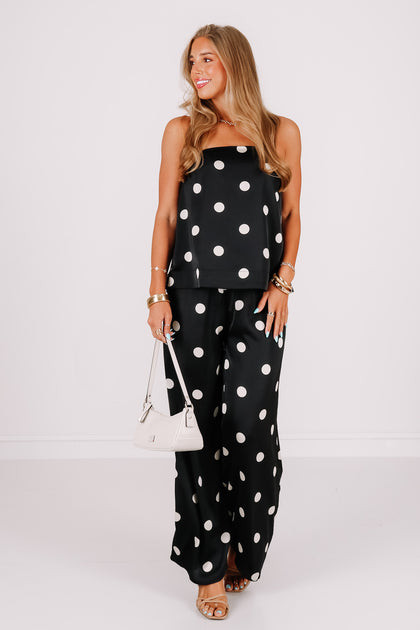 Arden Black Polka Dot Strapless Top | The Willow Tree