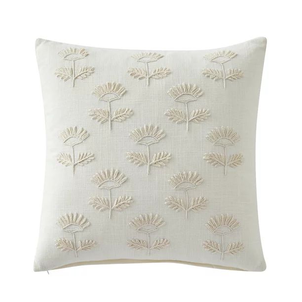 My Texas House Poppy Floral Square Decorative Pillow Cover, 18" x 18", Ivory/Ivory - Walmart.com | Walmart (US)