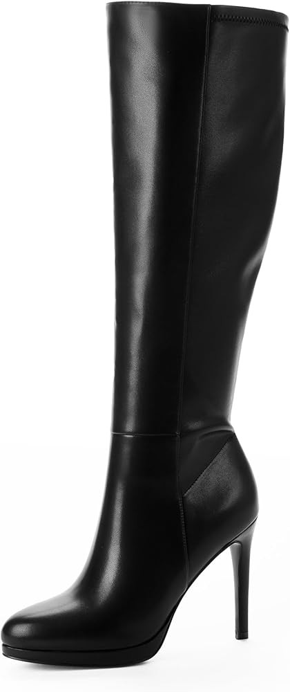 Modatope Knee High Boots Women Platform Boots Round Toe Tall Boots 4 In Stiletto High Heel Long B... | Amazon (US)