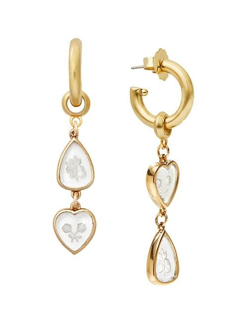 Nona 24K Antique Goldplated Crystal Charm Huggie Hoops | Saks Fifth Avenue