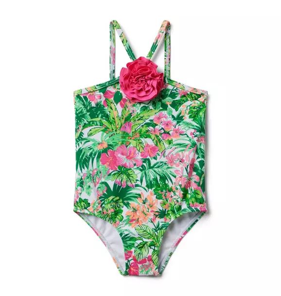 Recycled Tropical Floral Halter Swimsuit | Janie and Jack