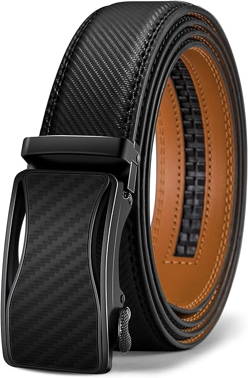 BULLIANT Mens Ratchet Belt,Leather Adjustable Slide Belt For Gift Mens Dress Casual 1 3/8",Size A... | Amazon (US)