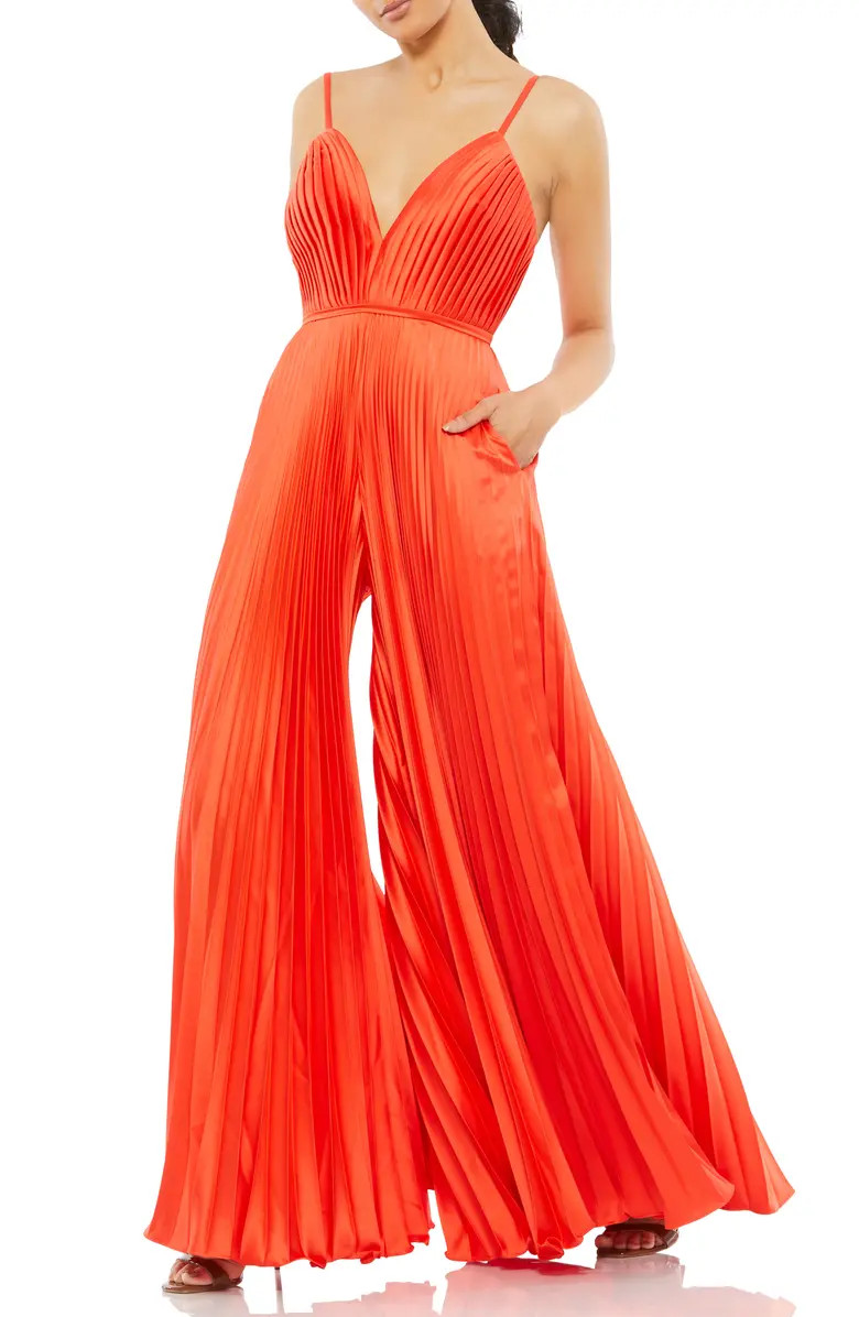 Pleated Satin Wide Leg Jumpsuit | Nordstrom
