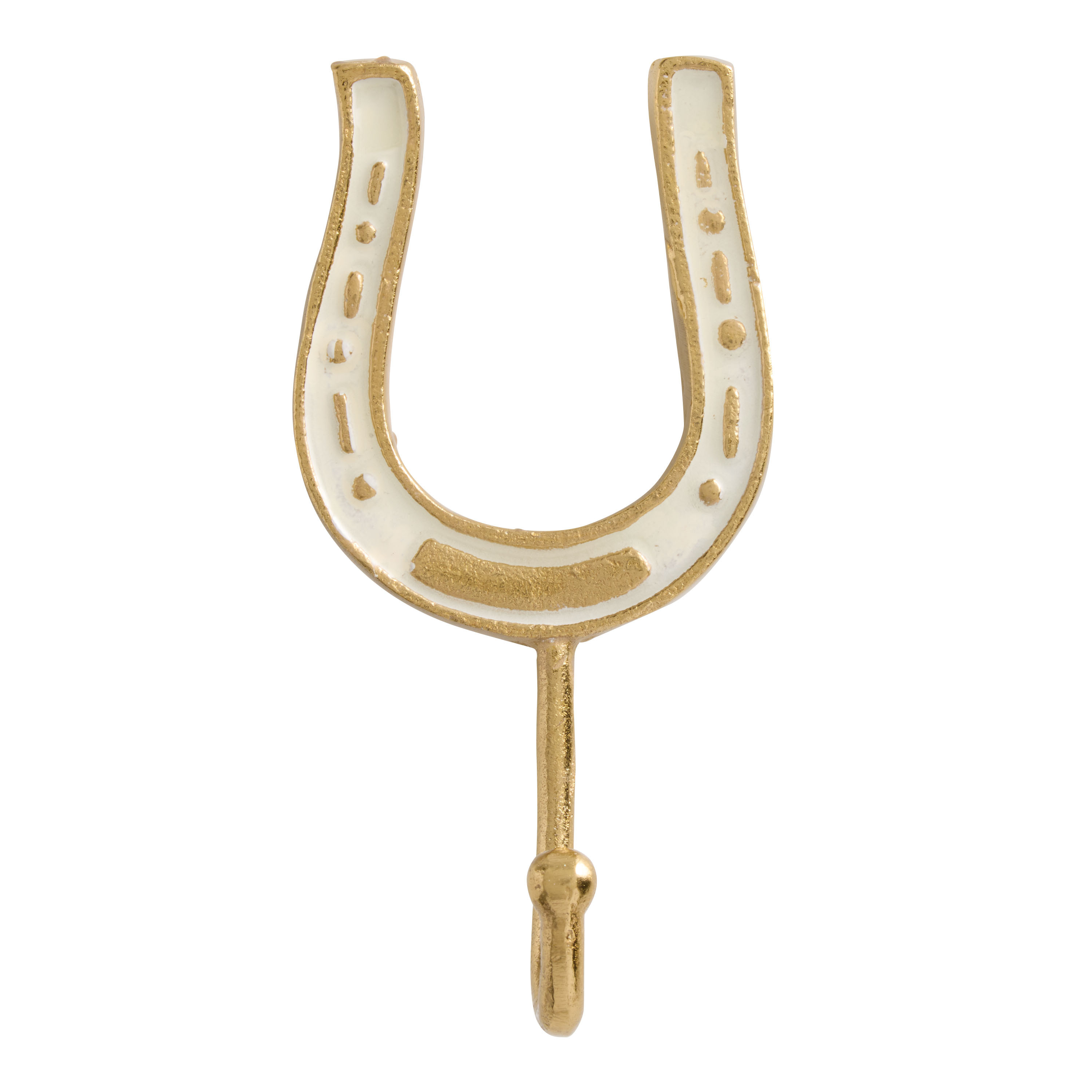 Ivory Enamel and Metal Horseshoe Wall Hook - World Market | World Market