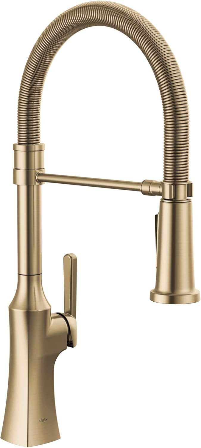 Delta Ermelo Pro Style Commercial Kitchen Faucet with Pull Down Sprayer, Single Hole Brushed Gold... | Amazon (US)