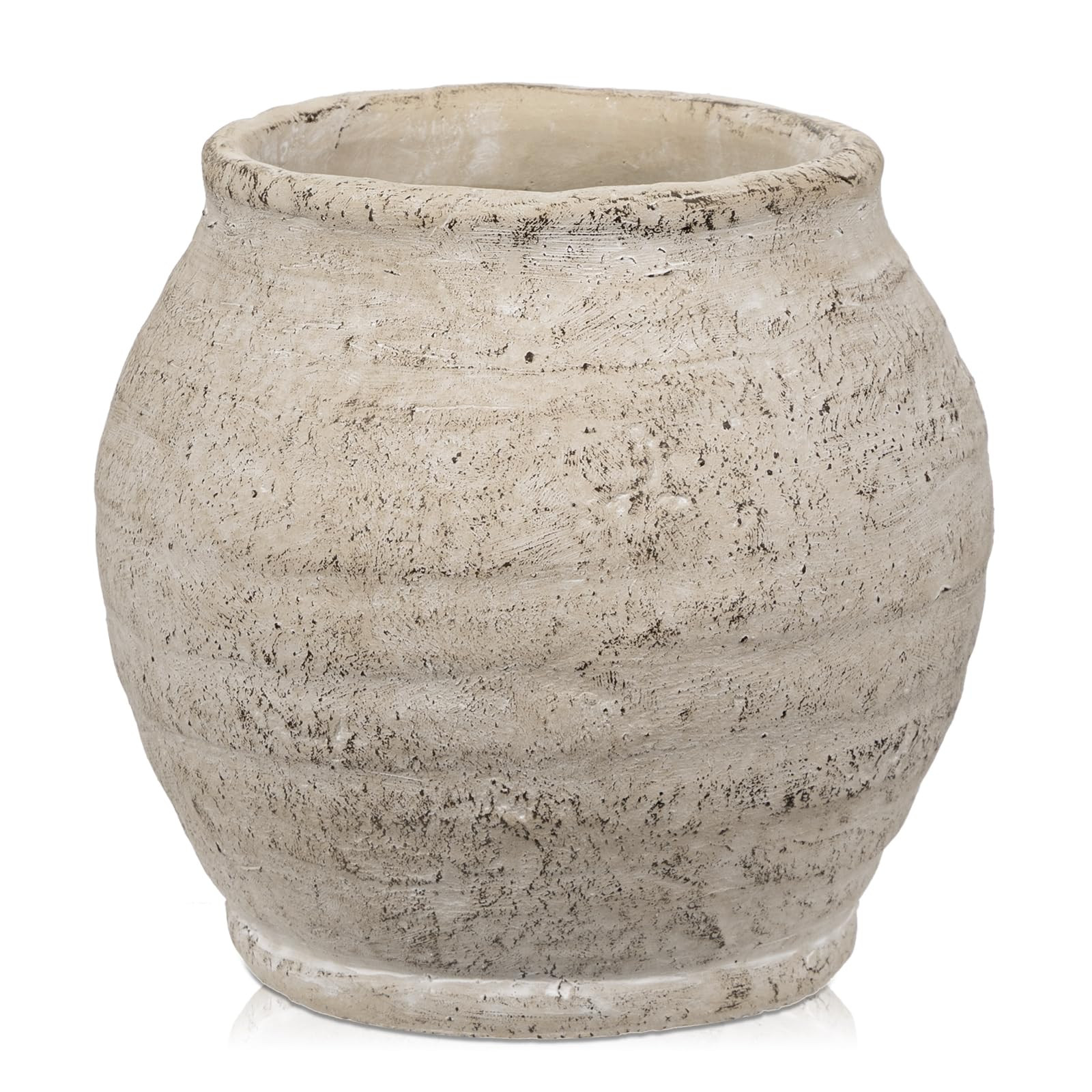 Briful 6.1'' Large Ceramic Rustic Vase Shabby Vintage Textured Vase, 4.72'' Wide Mouth Pampas Jar... | Amazon (US)