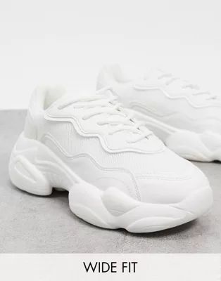 ASOS DESIGN Wide Fit Divine chunky sneakers in white | ASOS (Global)