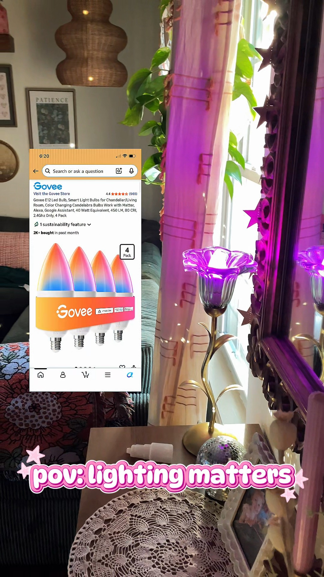 These smart light bulbs made my home feel instantly cozier ✨ Warm moody lighting completely changes the vibe at night and makes every space feel calm, aesthetic, and cozy. Linking the exact smart bulbs I use for my moody boho home 🤎