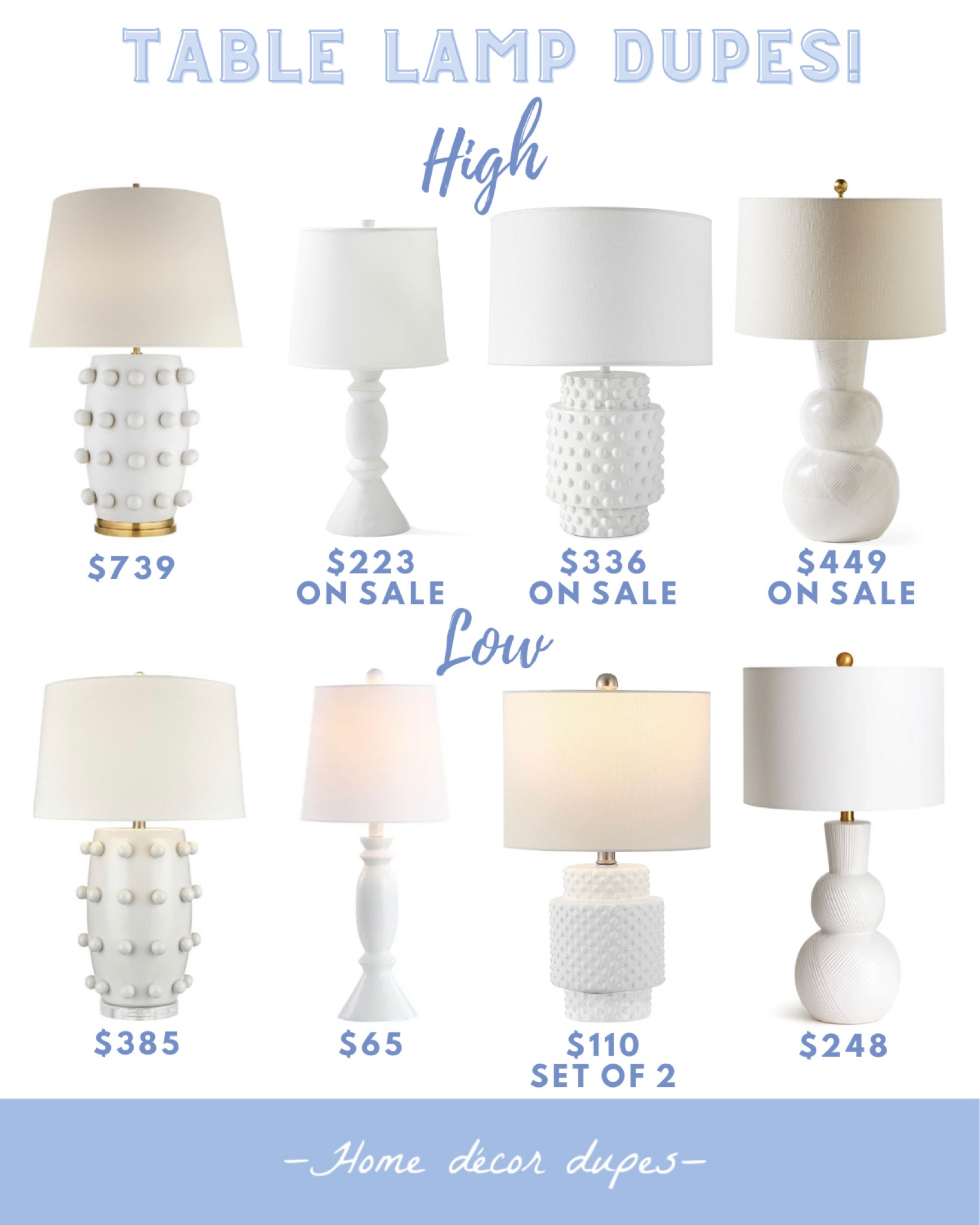 Table lamp DUPES!!! Refreshed roundup of some of our favorite white table lamps! Including the Linden table lamp dupe, and several Serena & Lily like the Tinsley dupe that’s sold in a set of 2 for just $110!

#LTKsalealert #LTKhome #LTKunder100