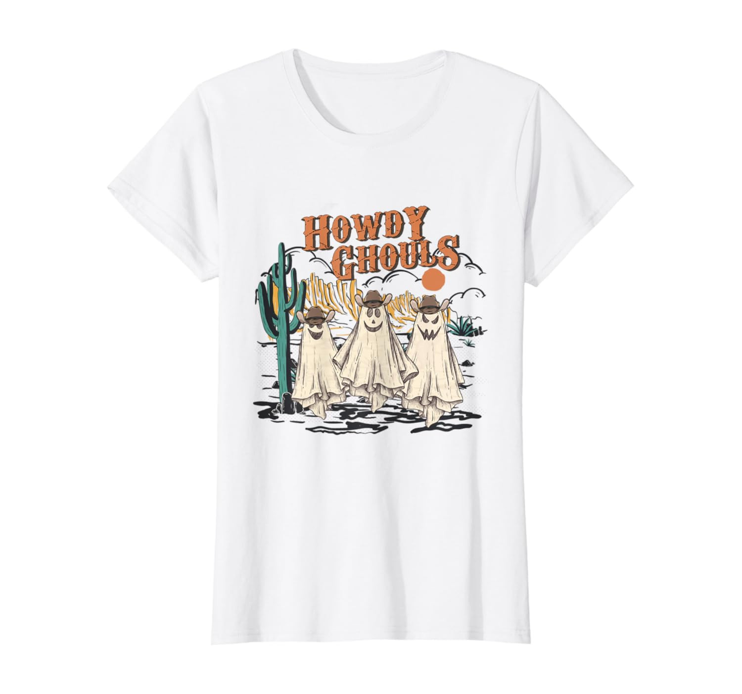 Western Howdy Ghouls Pumpkin Cowboy Cowgirl Halloween T-Shirt | Amazon (US)
