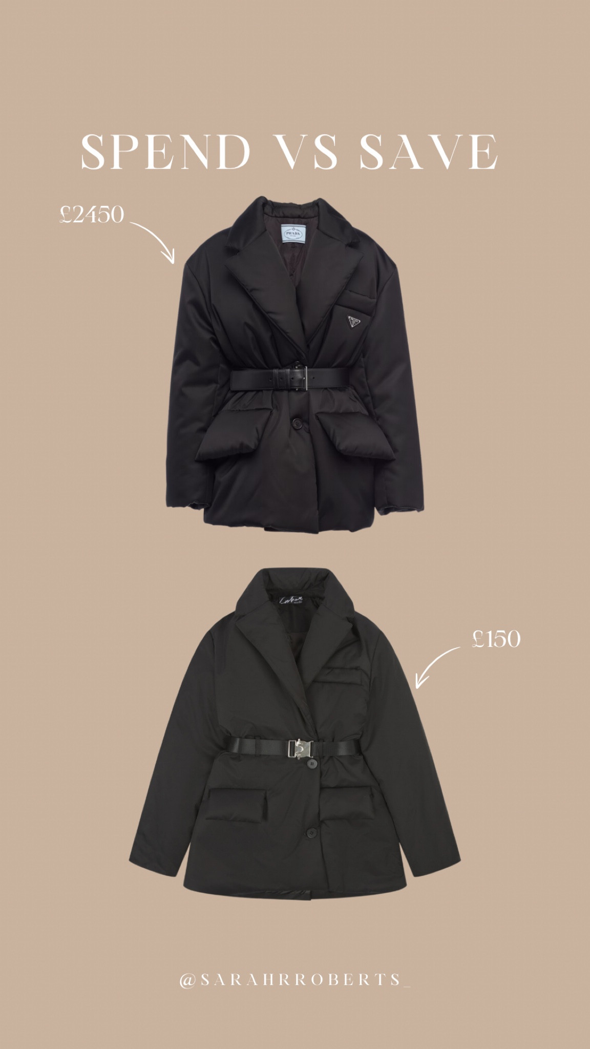 SPEND VS SAVE 💸
The perfect dupeee to the Prada coat! Love the belted detail on this! 

#LTKautumn #LTKluxury #LTKuk