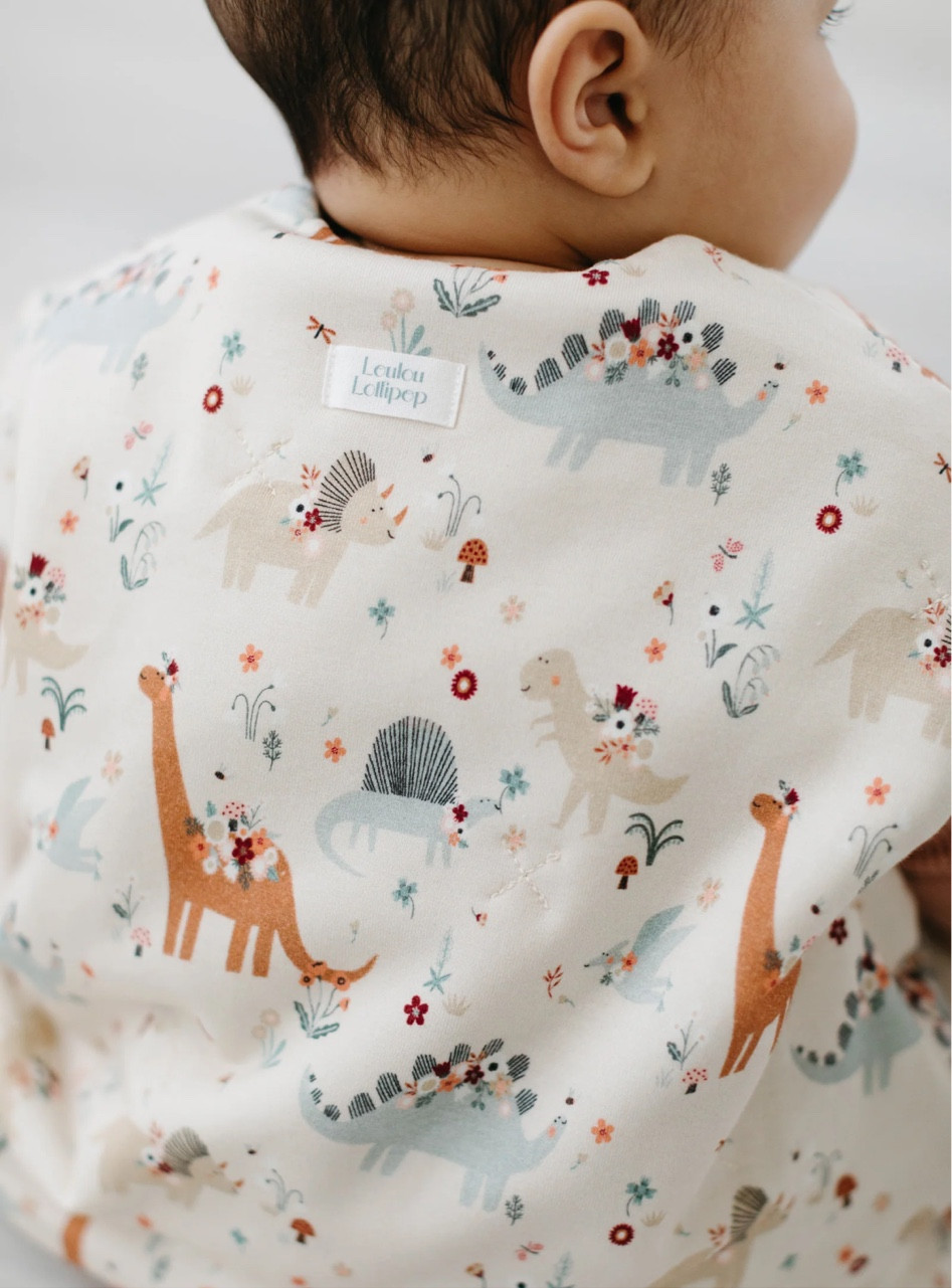 Love this sleep sack! The floral dinosaur print is toooo cute and it works from birth to 6 months 🦕 🌸