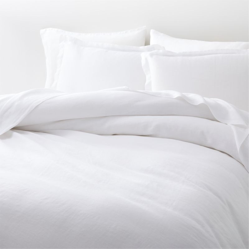 White Natural Hemp King Duvet Cover + Reviews | Crate & Barrel | Crate & Barrel