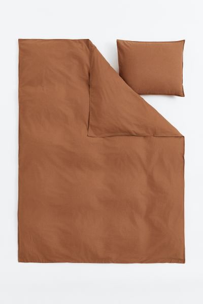 Washed Cotton Duvet Cover Set - Brown - Home All | H&M US | H&M (US + CA)