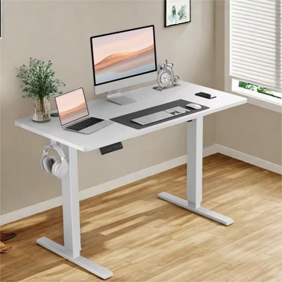 FONTOI Ergonomic Standing Desk, Height Adjustable Computer Desk with Control Panel, White, 39"*28"*23" | Target