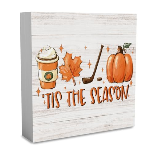 Tis the Season Fall Decorations for Home Fall Pumpkin Kitchen Decor Autumn Golf Decorations for Table Farmhouse Autumn Holiday Decor 5 x 5 inches (Tub 2606) | Amazon (US)