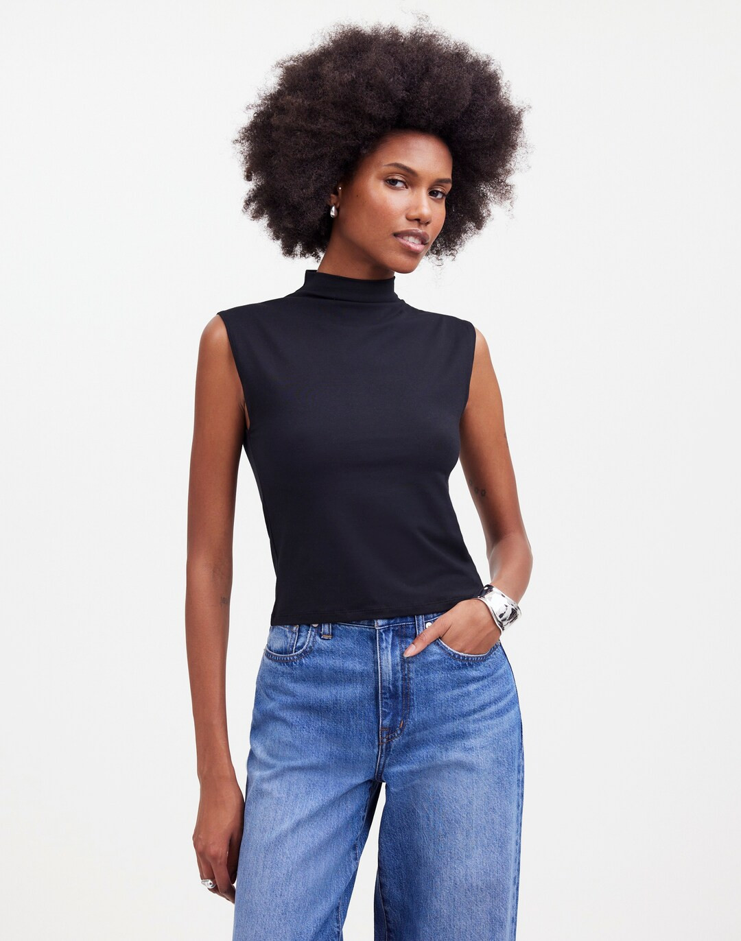 Funnelneck Cropped Muscle Tee | Madewell