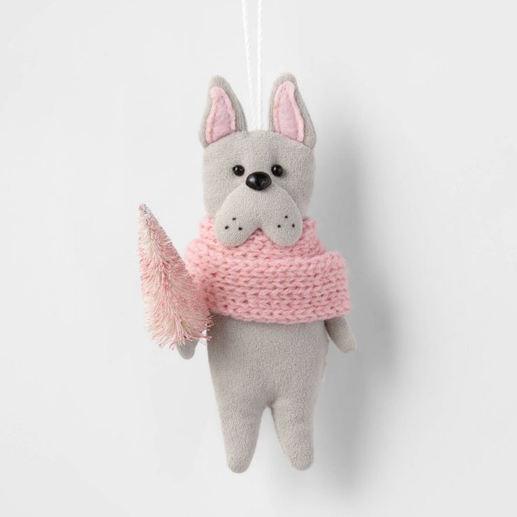 Fabric Dog with Pink Scarf Christmas Tree Ornament - Wondershop&#8482; | Target