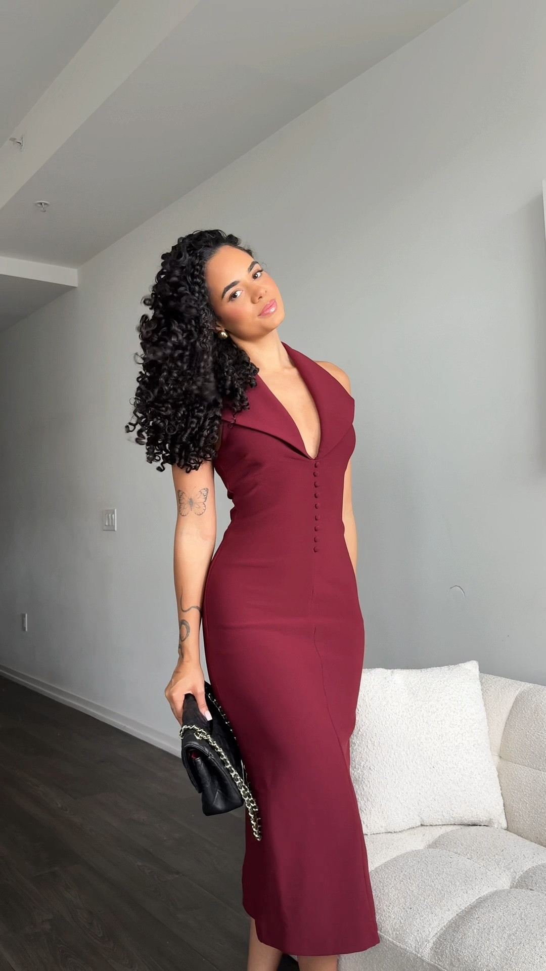 Burgundy outfit 

Dress size: Medium (could go for a small since it has stretch)