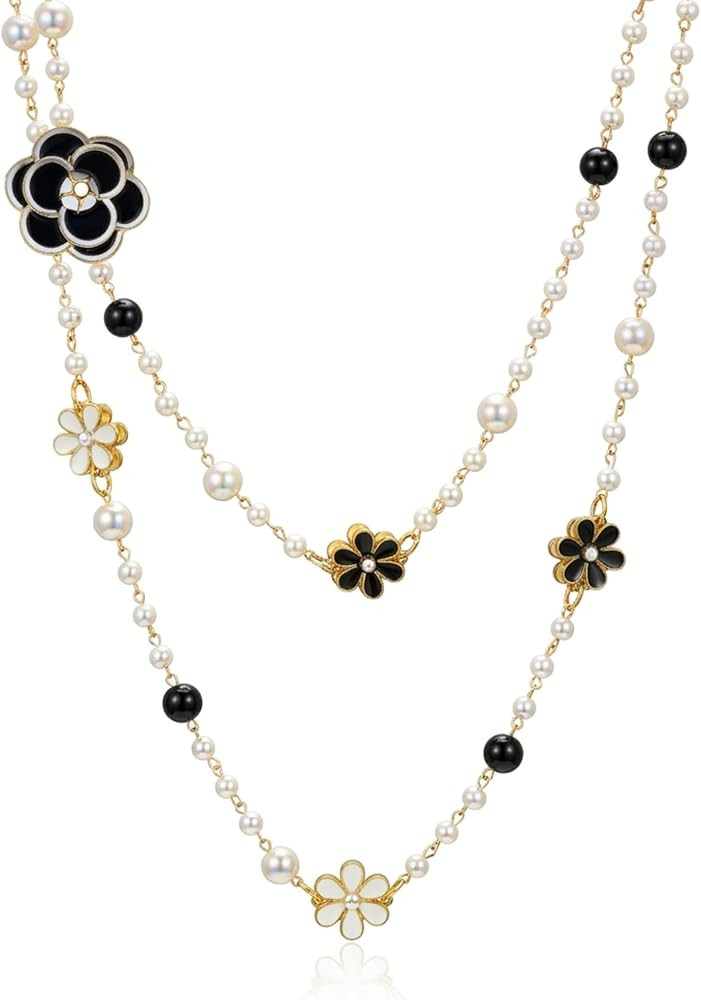 IDOKAWA 8MM Round Simulated Shell Pearl Strand Layered Necklace for Women, Dainty Multiple Strand... | Amazon (US)