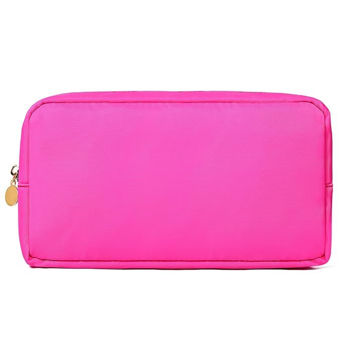 SOIDRAM Makeup Bag Travel Bag Pouch, Pink Toiletry Bag Makeup Organizer Nylon Bag Cosmetic Preppy... | Amazon (US)