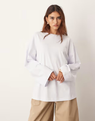 ARRANGE cotton oversized long sleeve t-shirt in white | ASOS (Global)