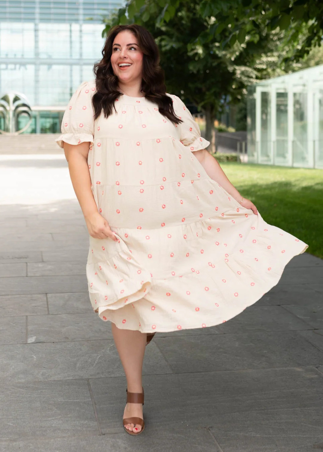 Trisha Beige Floral Embroidered Dress | My Sister's Closet Boutique