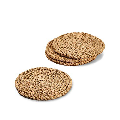 Two's Company Full Circle Jute Rope Coasters, Set of 4, 4.25-inch Diameter, One Size, Brown | Amazon (US)